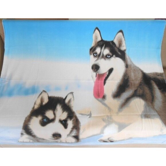 Unbranded Other - New Soft Winter Husky Siberian Fleece Throw Gift Blanket Puppy Dog Breed Novelty